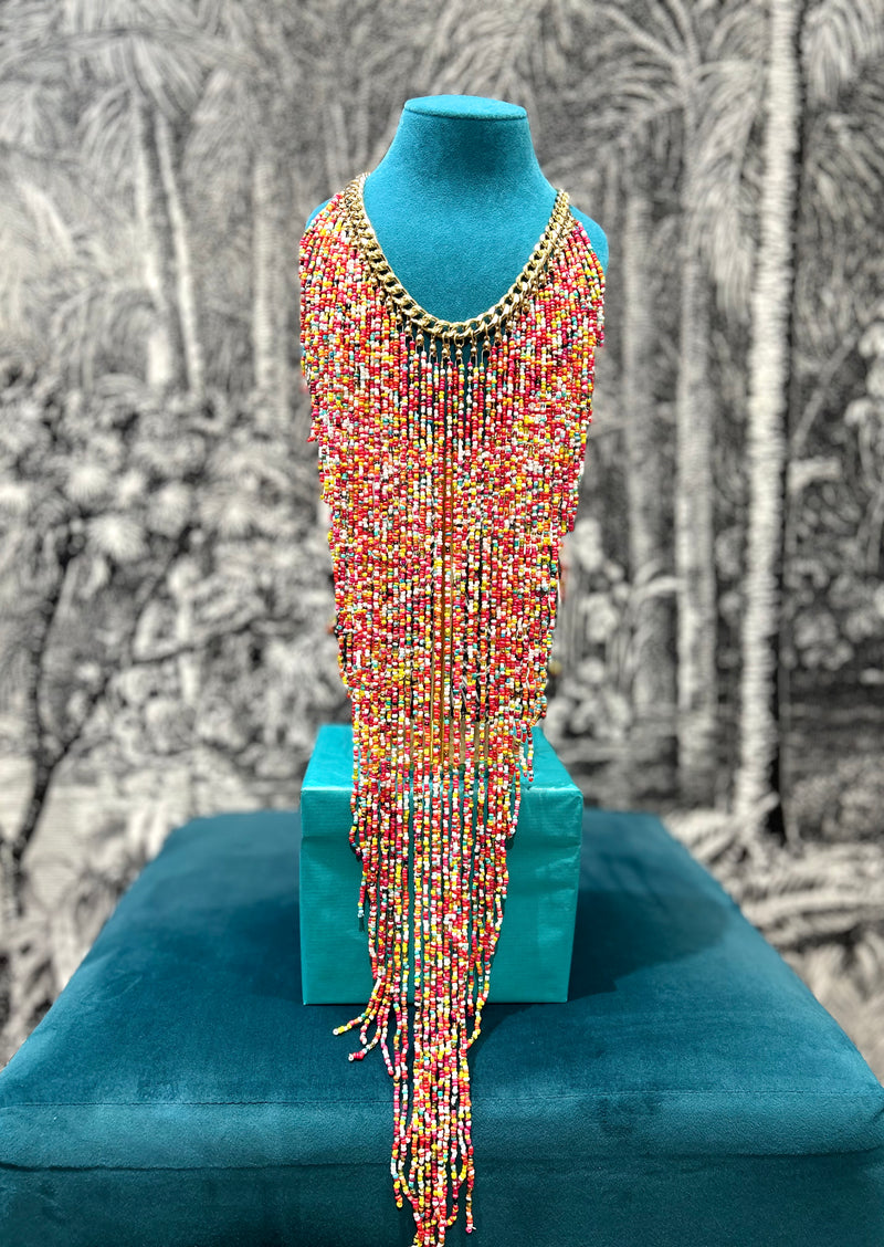 Cascading Bead Chain Statement Necklace
