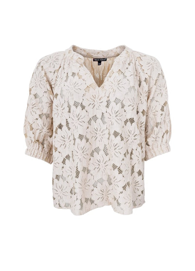 Nelly Flower Lace Puff Sleeve Blouse