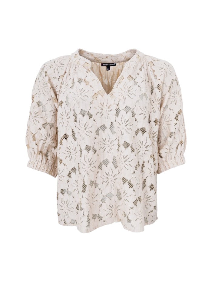 Nelly Flower Lace Puff Sleeve Blouse