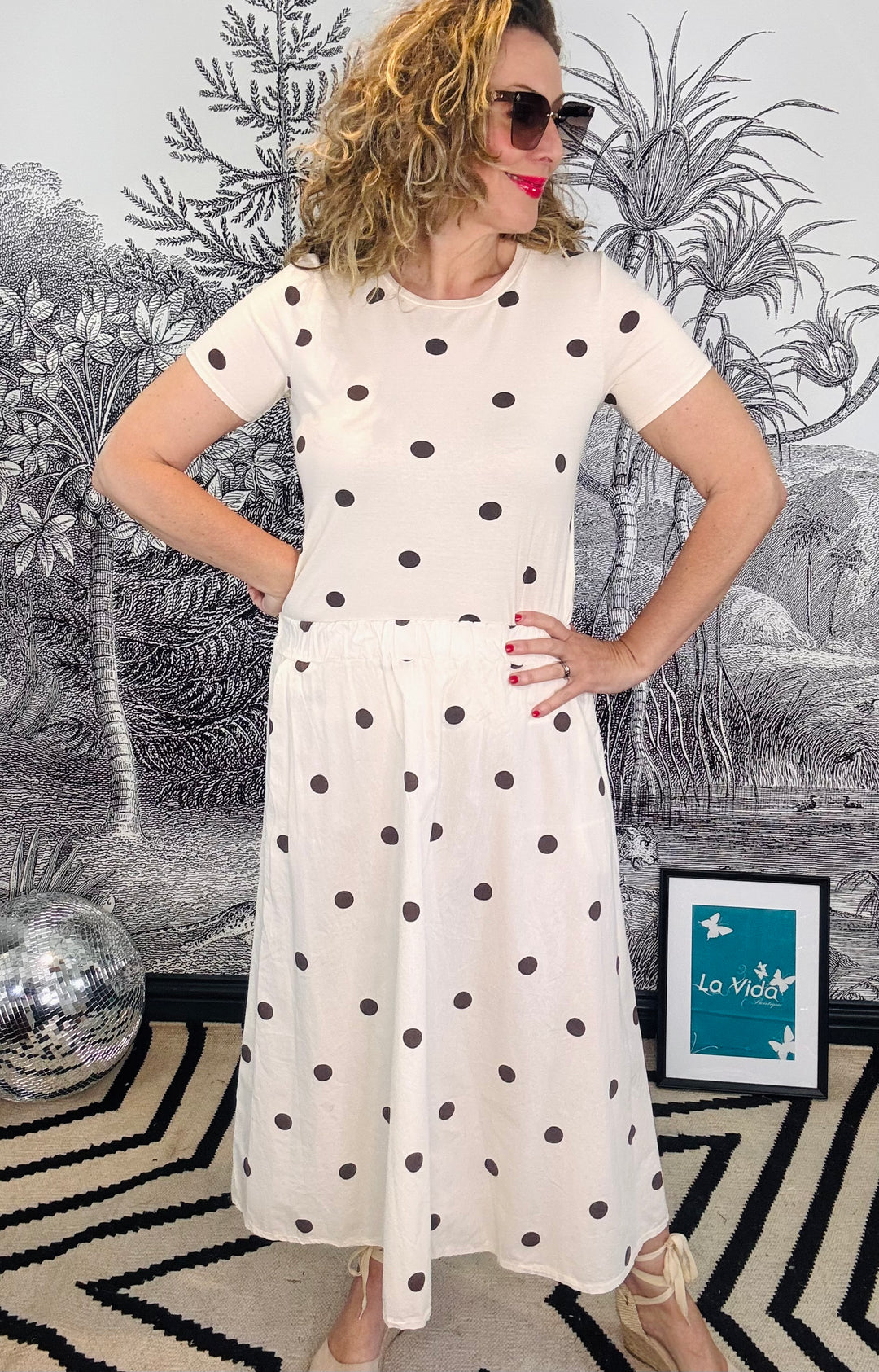 Abbie Skirt in Brown Polka Dots