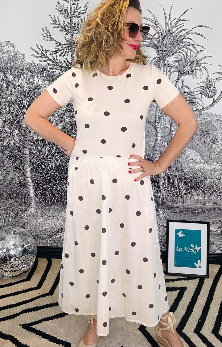 Abbie Skirt in Brown Polka Dots