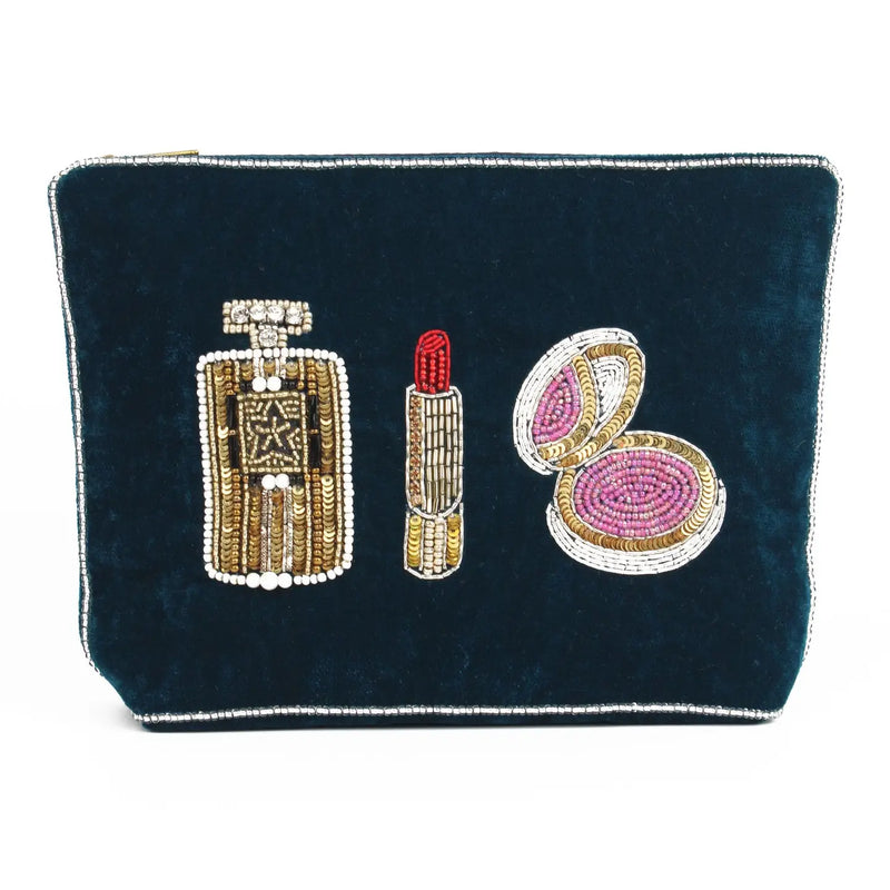 Beaded Cosmetics Velvet Pouch