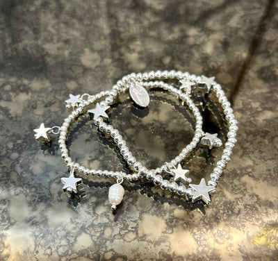 Stretch Beaded Bracelet with Star Charms