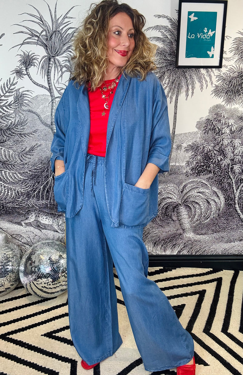 Merle Floaty Denim Wide Leg Trousers