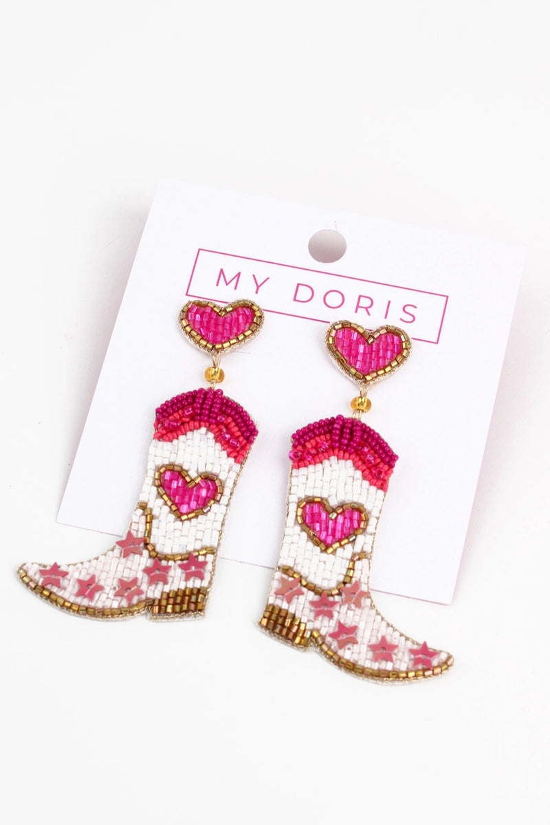 Cowgirl Boot Beaded Earrings