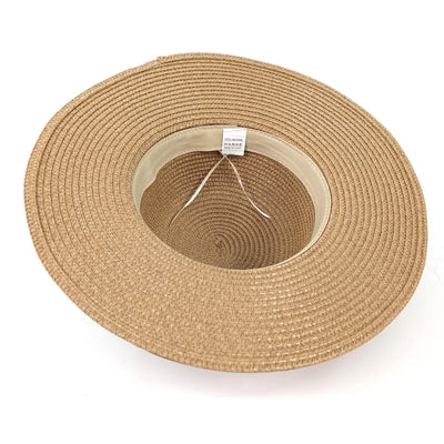 Foldable Cloche Sun Hat with Black Band & Gold Leaf Charms