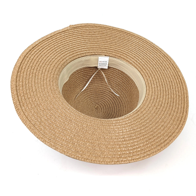 Foldable Cloche Sun Hat with Black Band & Gold Leaf Charms