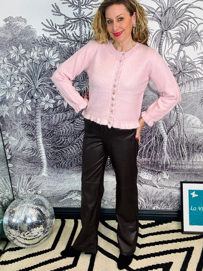 Marina Wool Blend Frill Trim Cardigan