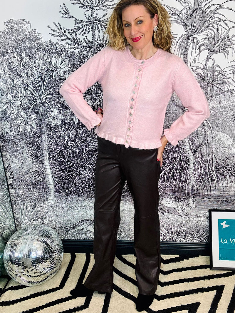 Marina Wool Blend Frill Trim Cardigan