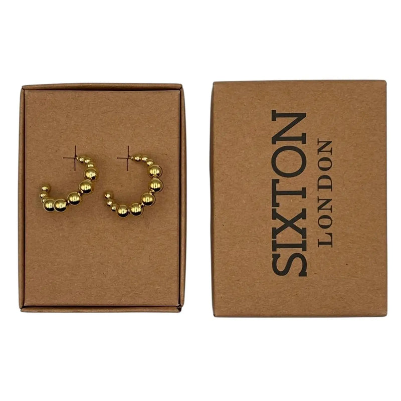 Gold Bobble Hoop Earrings