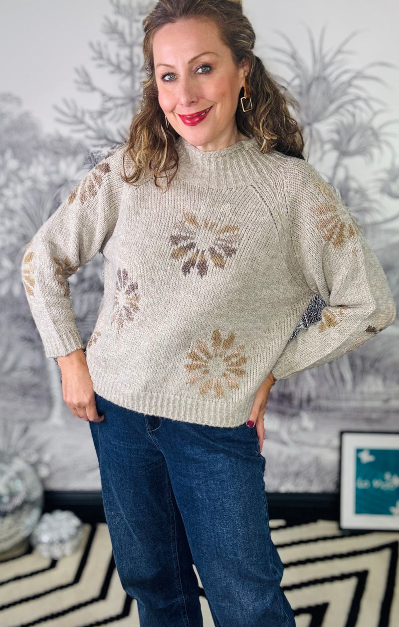 Lyla Autumn Flower High Neck Jumper