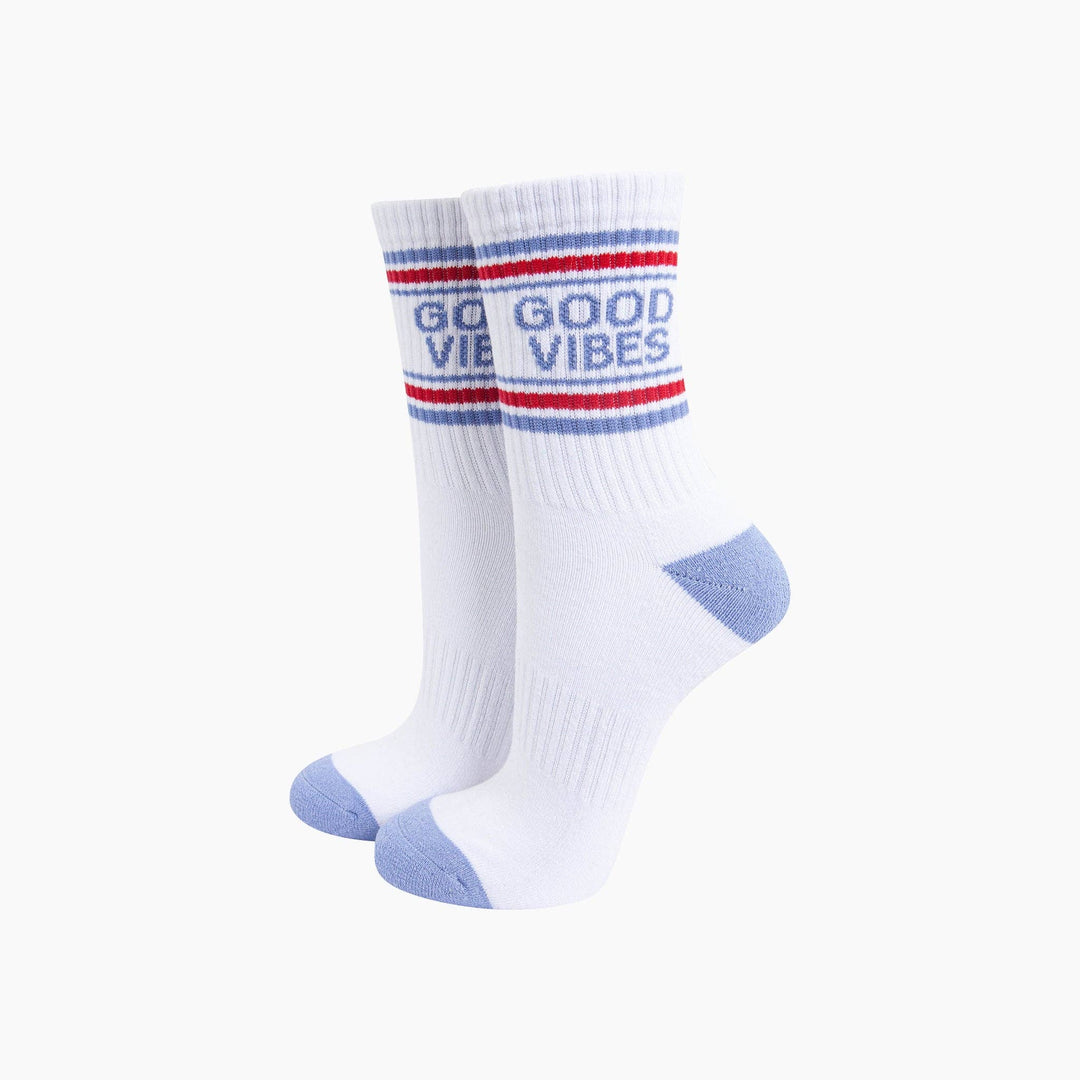 Good Vibes Organic Cotton Sports Socks in White: UK 3-7 | EU 36-40 | US 5-9