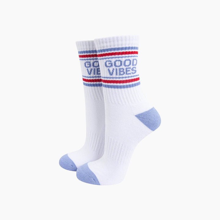 Good Vibes Organic Cotton Sports Socks in White: UK 3-7 | EU 36-40 | US 5-9