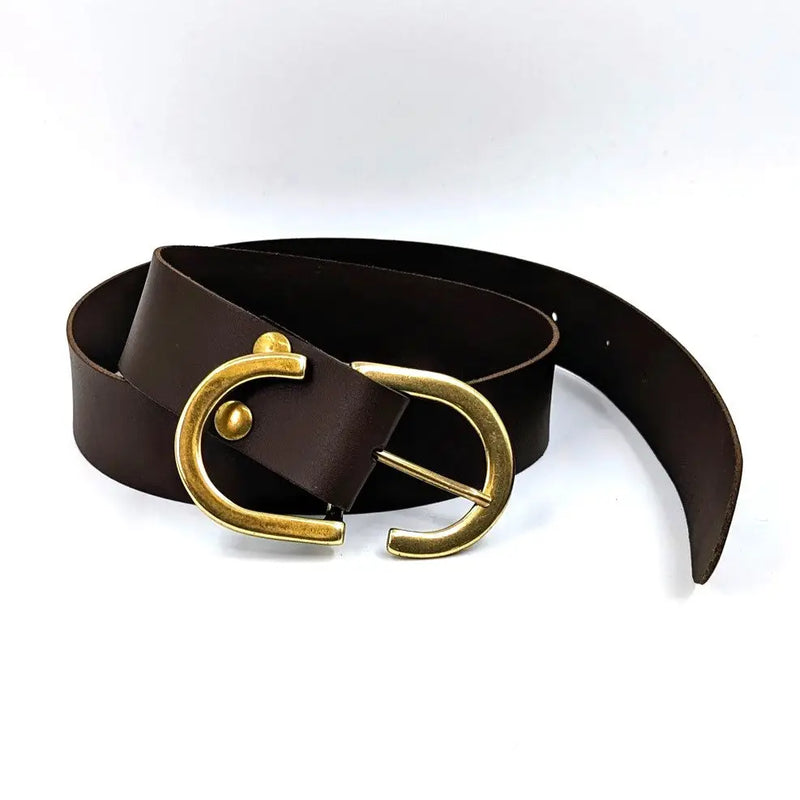 Gold Buckle Leather Belt
