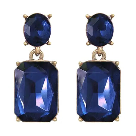 Oval Twin Gem Earrings