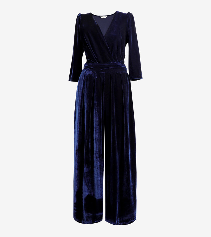 Sophia Velvet Cropped Wide Leg Jumpsuit