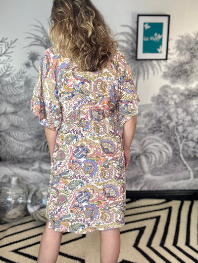 Luna Raglan Sleeve Short Dress in Summer Garden