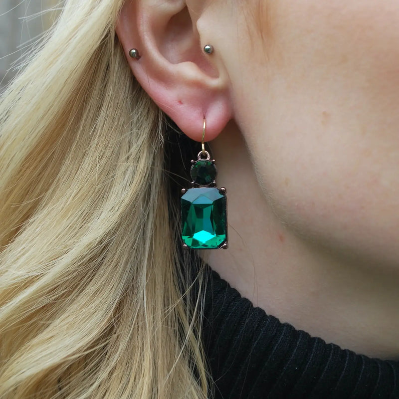 Twin Gem Drop Earrings