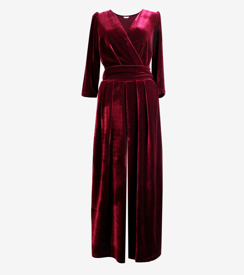 Sophia Velvet Cropped Wide Leg Jumpsuit