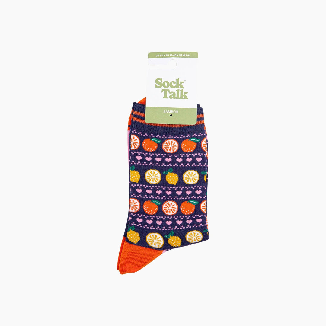 Oranges &amp; Lemons Bamboo Socks in Navy Blue: UK 3-7 | EU 36-40 | US 5-9