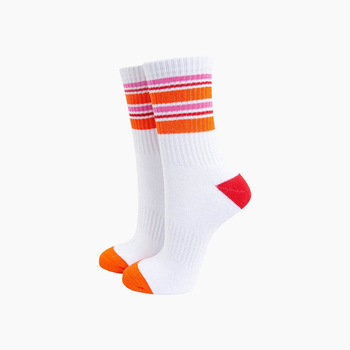 Striped Combed Cotton Sports Socks in Orange: UK 3-7 | EU 36-40 | US 5-9
