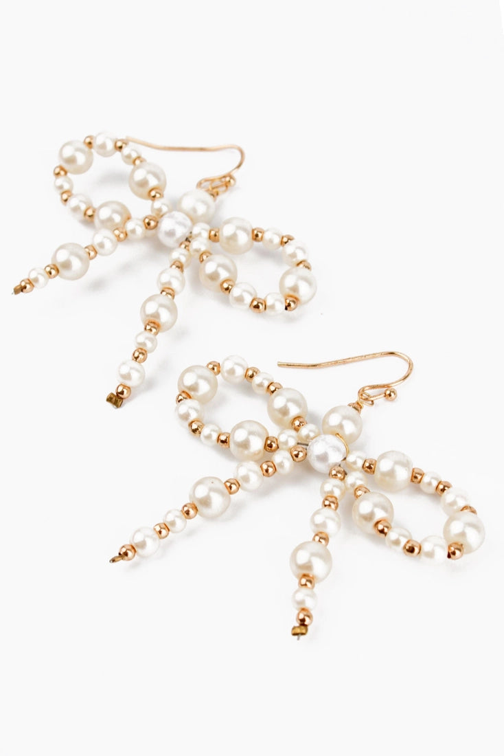 Pearl Bow Beaded Earrings