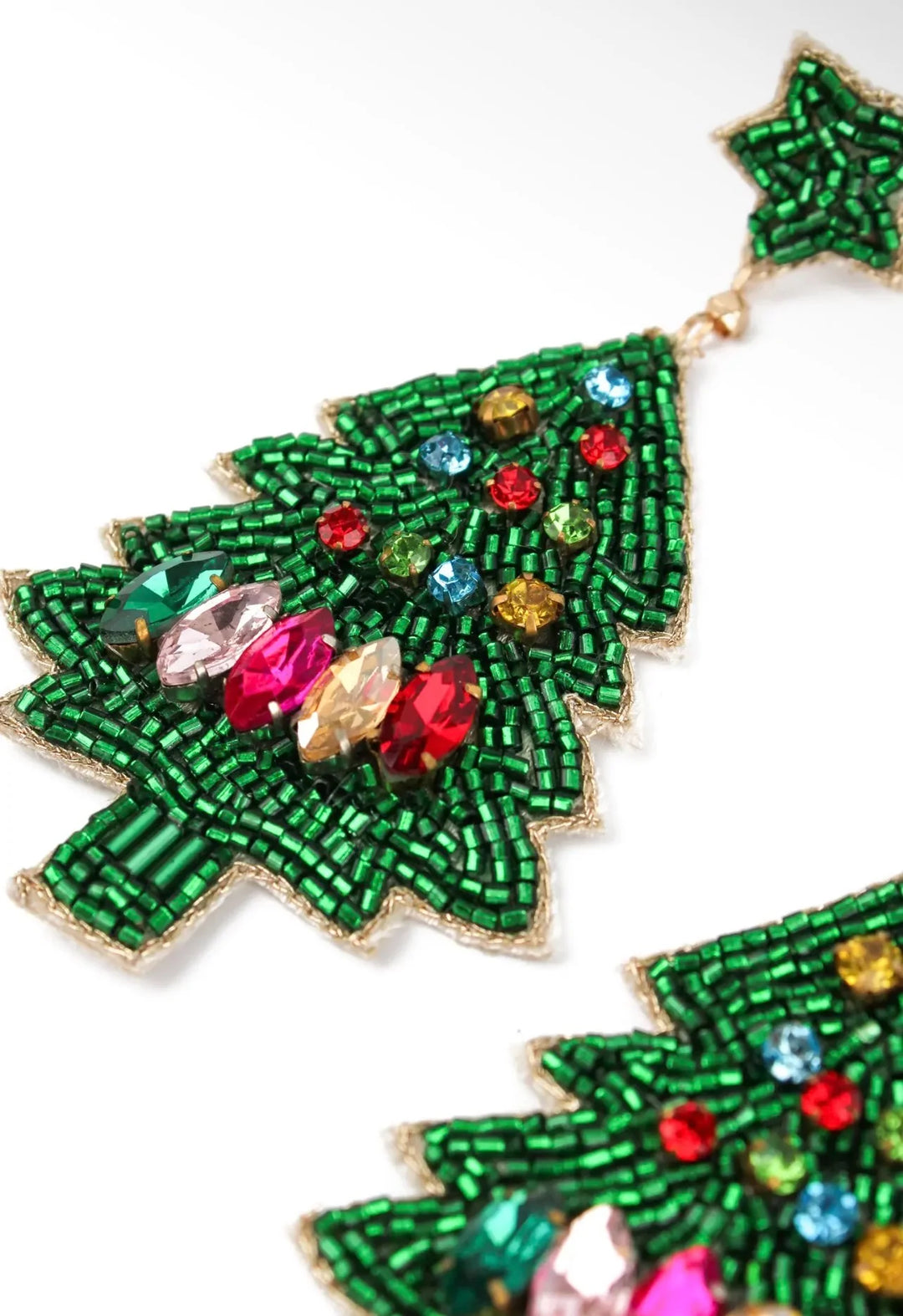 LARGE RAINBOW AND GREEN CHRISTMAS TREE EARRINGS