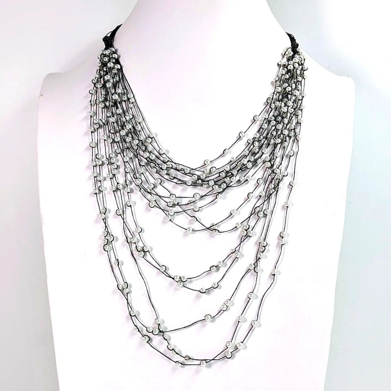 Mini Pearl & Multi Strand Shimmer Necklace