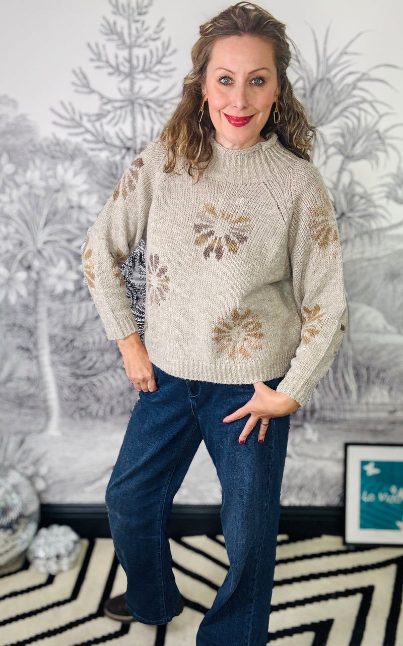 Lyla Autumn Flower High Neck Jumper