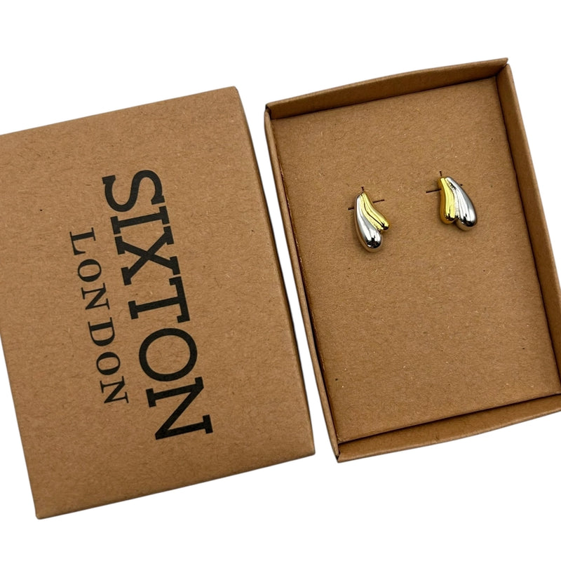 Gold & Silver Droplet Stud Earrings