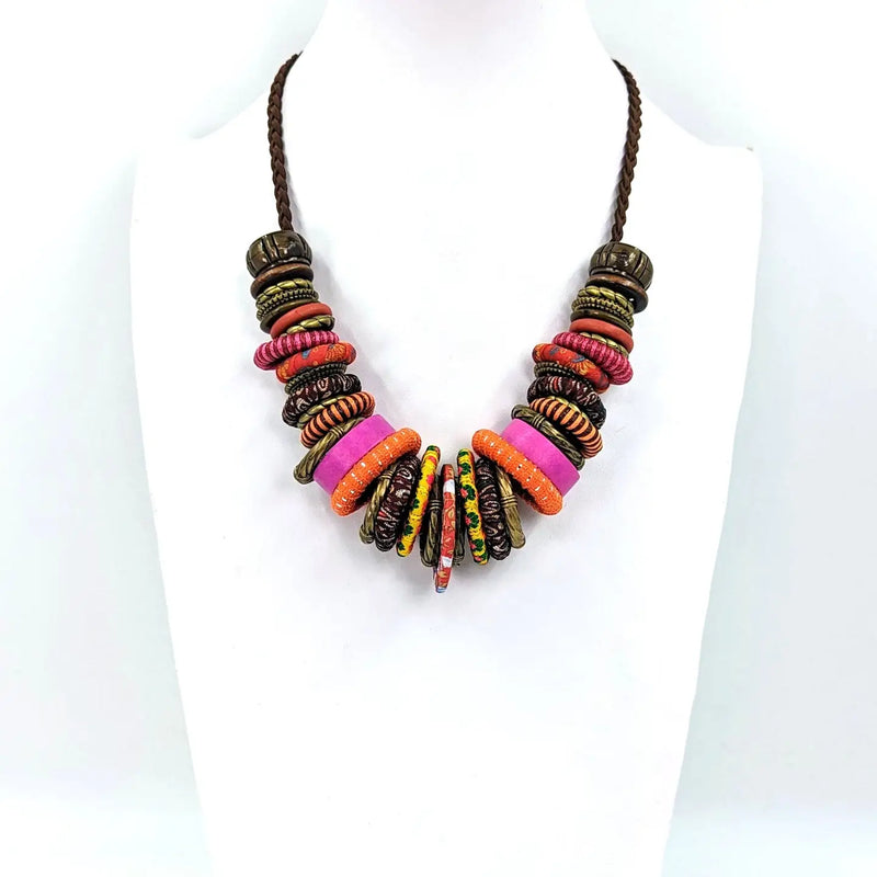 Textured Rings Statement Necklace