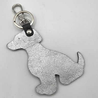 Metallic Leather Dog Keyring