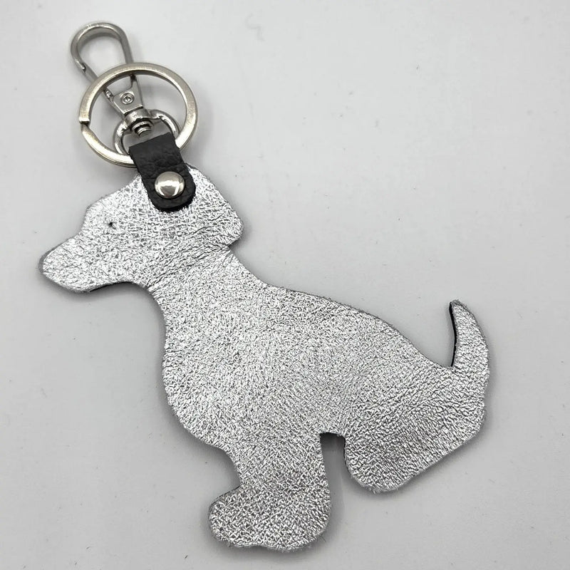 Metallic Leather Dog Keyring