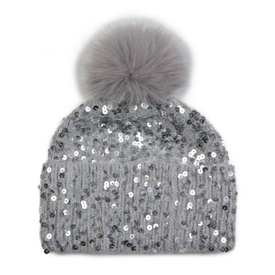 Sequin Beanie Pompom Hat