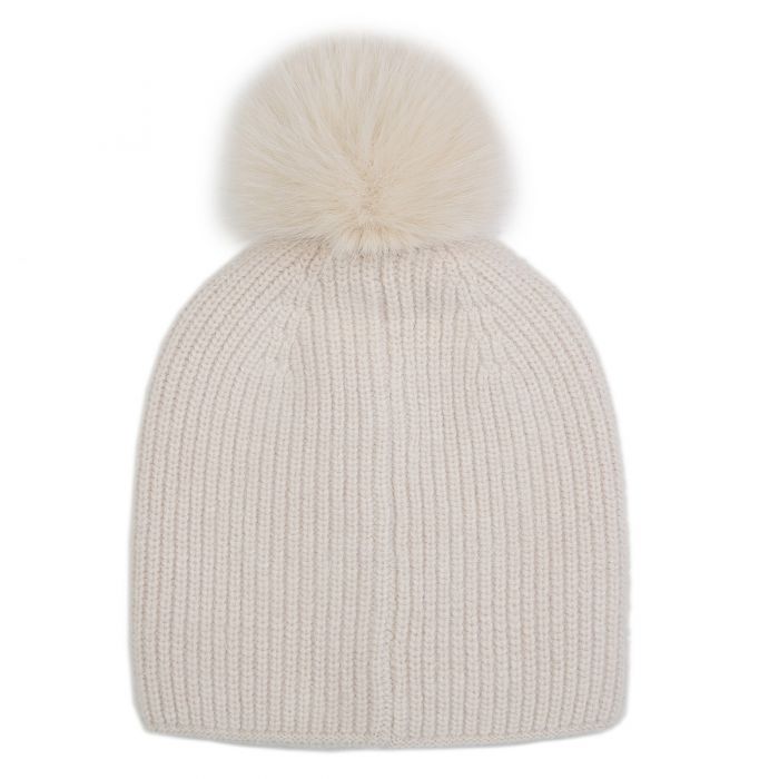 Harbin Pearl Detail Pompom Beanie Hat