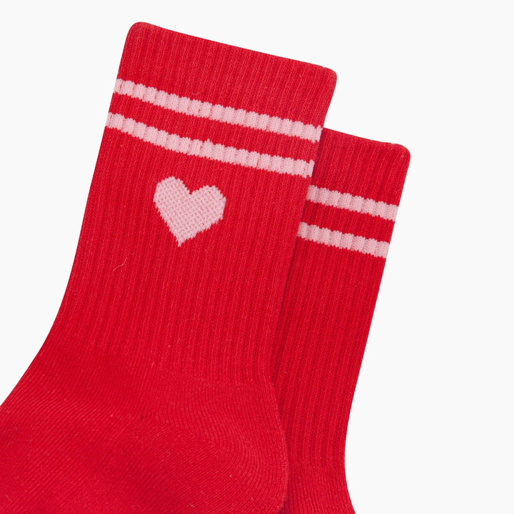 Love Heart Combed Cotton Sports Socks in Red: UK 3-7 | EU 36-40 | US 5-9