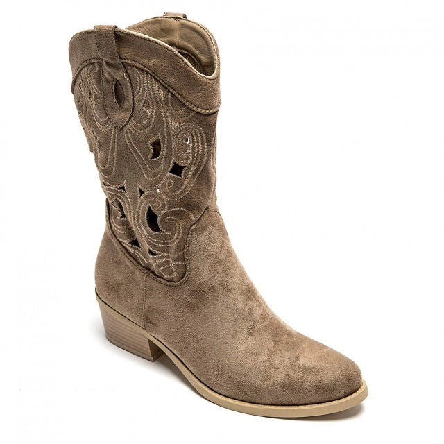 Faith Cut Out Low Heel Cowboy Boots