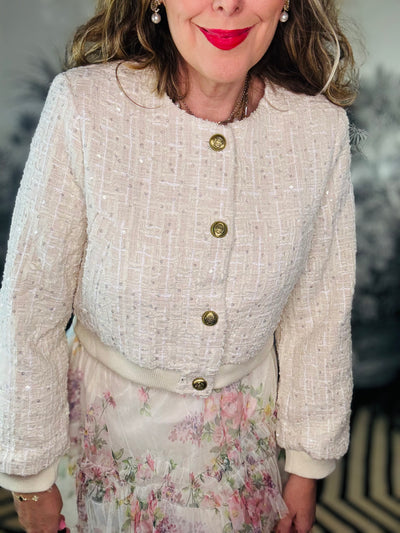 Valentina Sequin Tweed Cropped Jacket