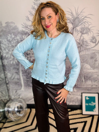 Marina Wool Blend Frill Trim Cardigan