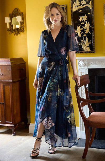 Abby Flutter Sleeve Maxi Wrap Dress