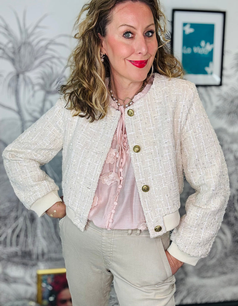 Valentina Sequin Tweed Cropped Jacket