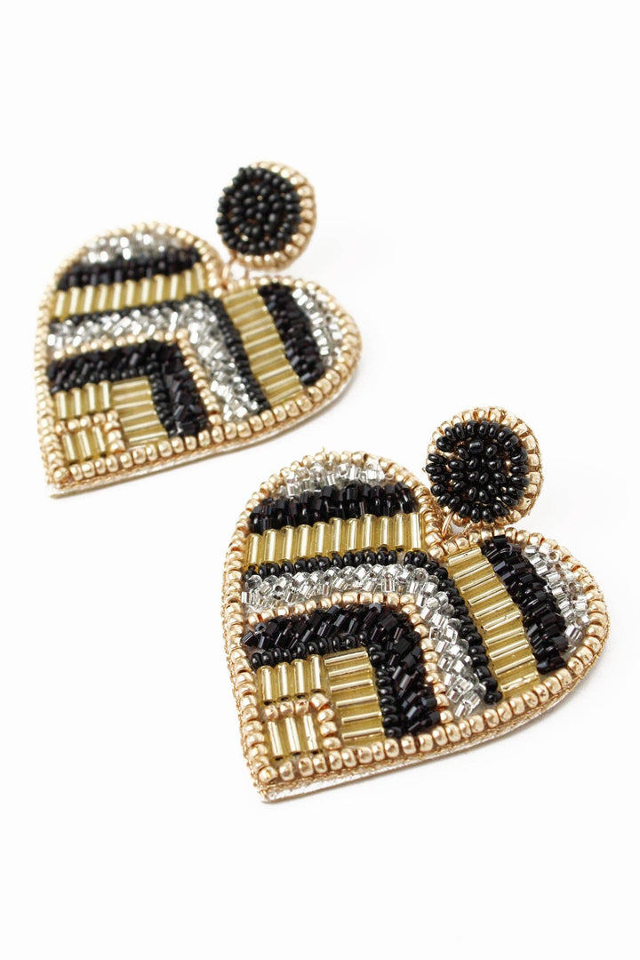 CHEVRON HEART BEADED EARRINGS