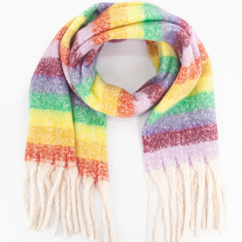 Eliza Heavyweight Rainbow Stripe Scarf