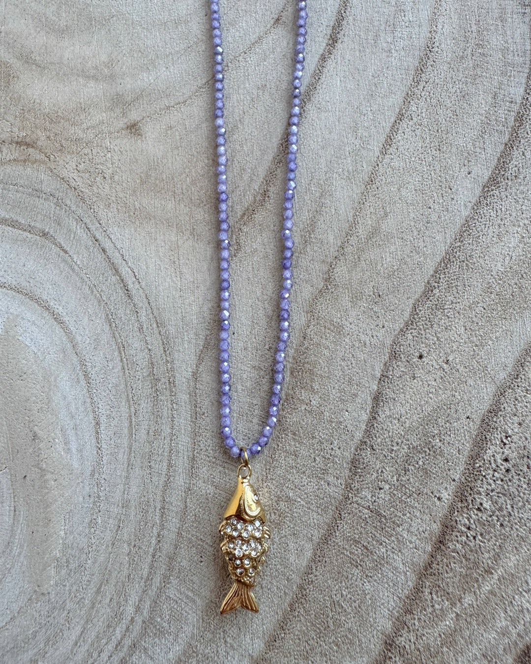 Lilac Shimmery fish Gold Plated Waterproof Necklace
