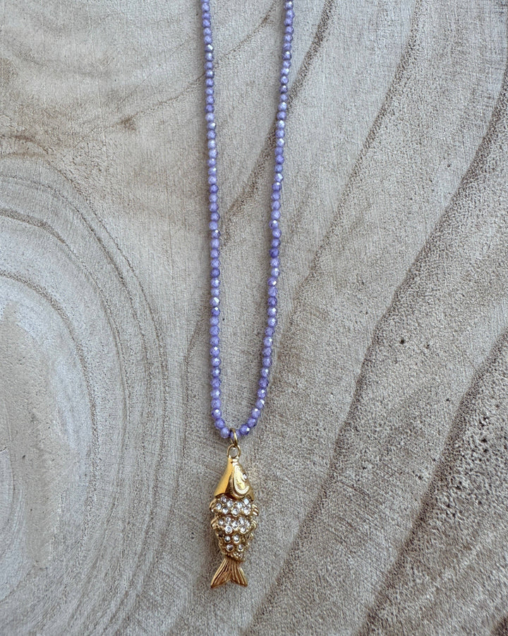 Lilac Shimmery fish Gold Plated Waterproof Necklace