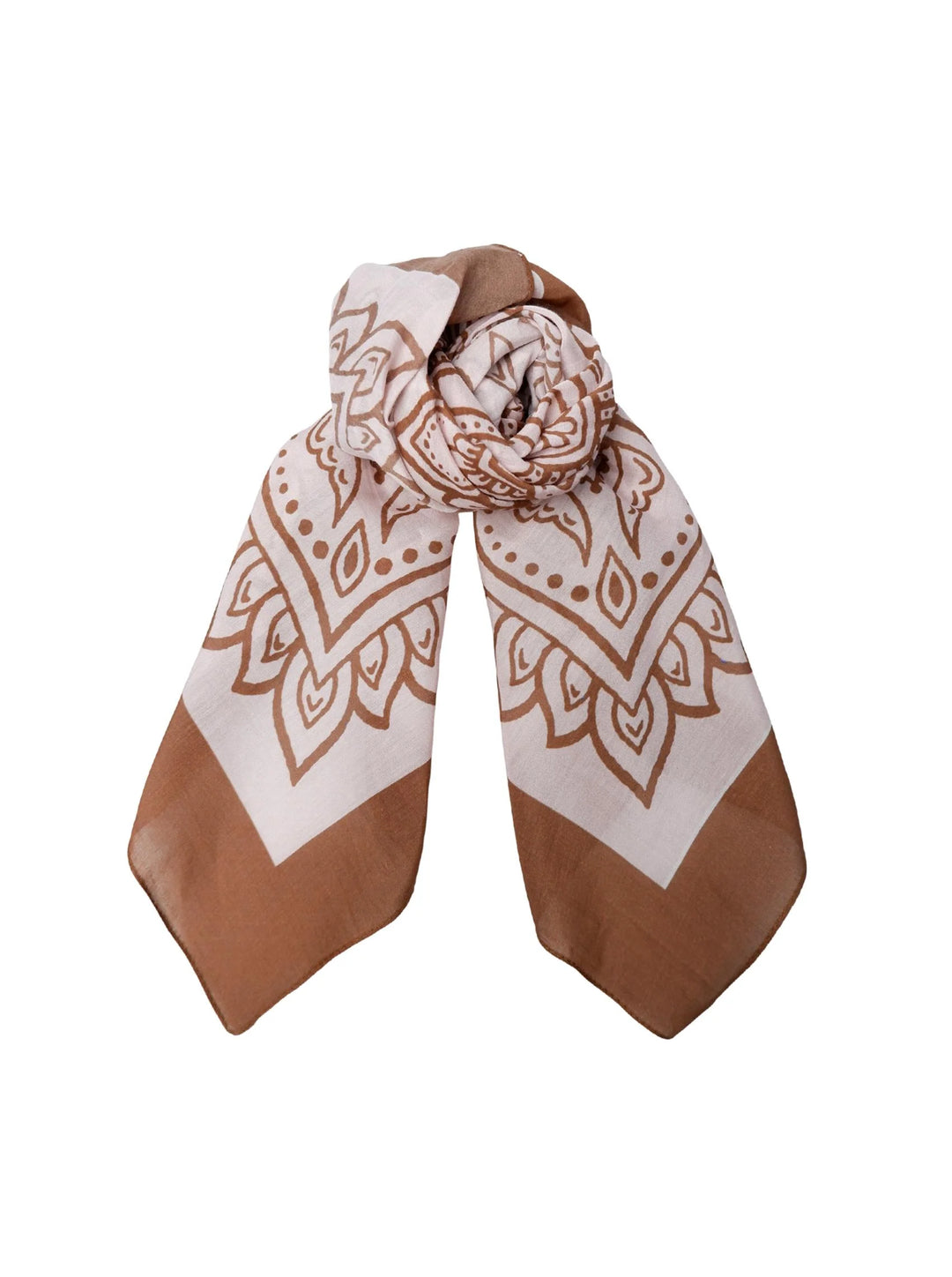 Gloria Silk &amp; Cotton Scarf In Tobacco Colour