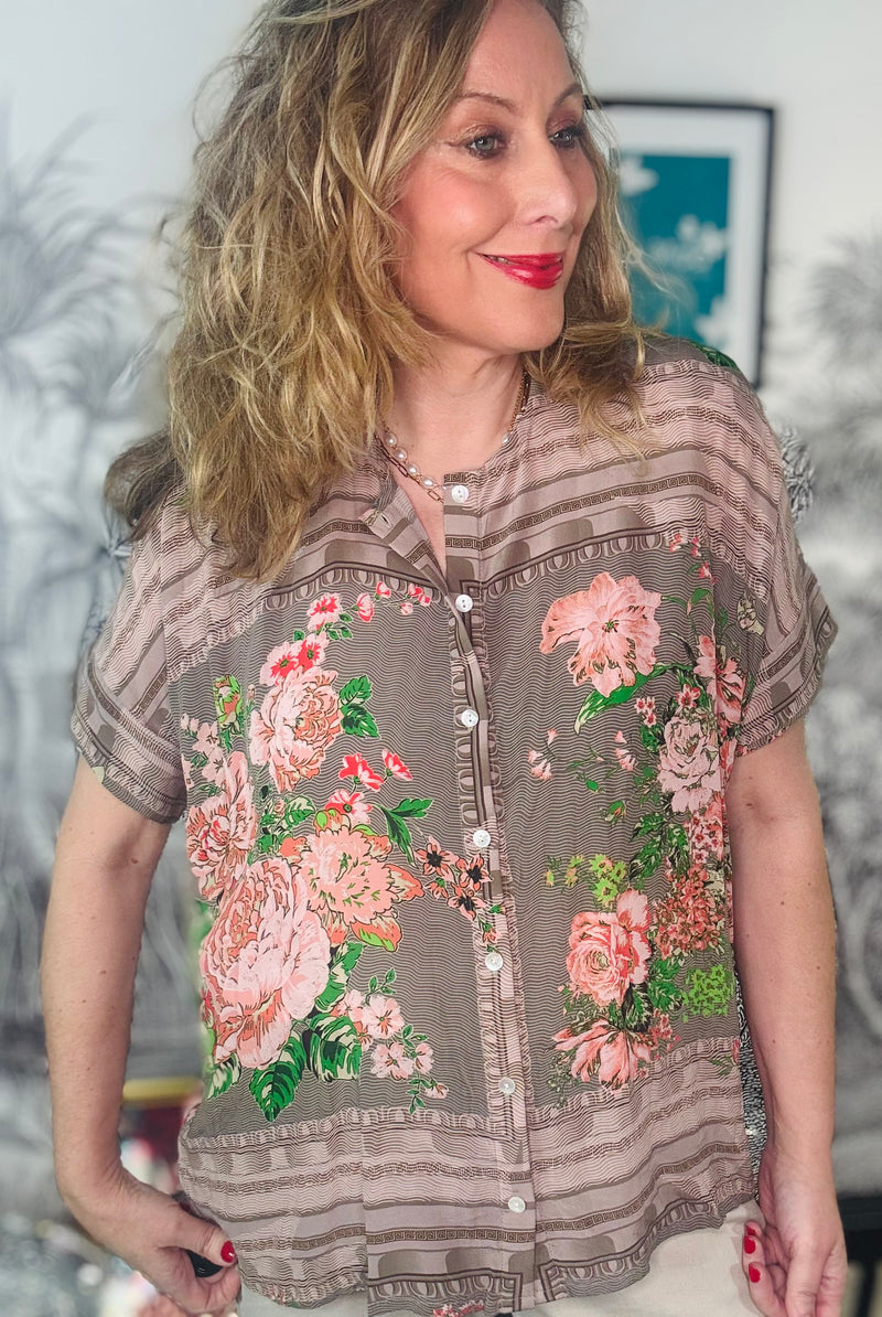 Neon Rose Beige Tea Blouse