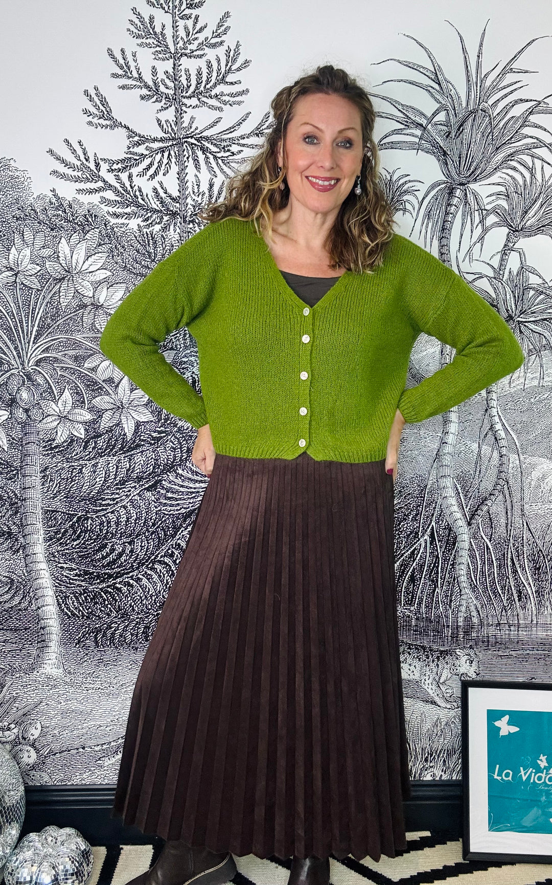 Lark Suedette Pleated Midi Skirt