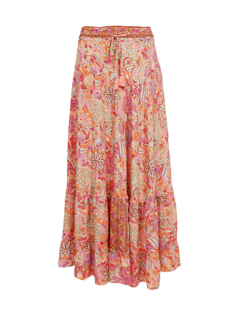 Luna Maxi Frill Skirt in Pacifique Orange
