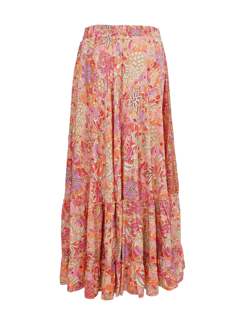 Luna Maxi Frill Skirt in Pacifique Orange